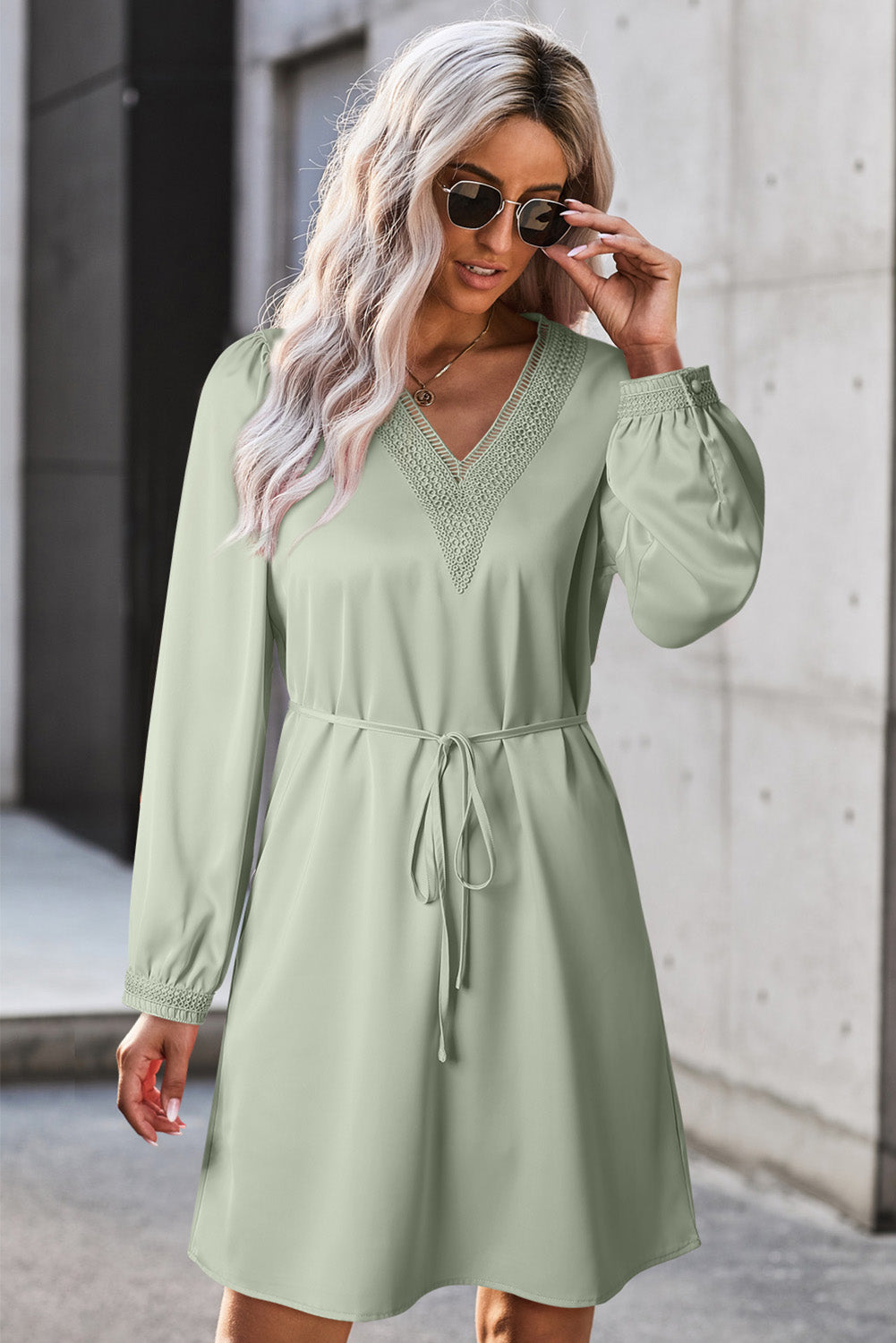 Ruffle Trim V-Neck Dress – Bad Peach Fitness