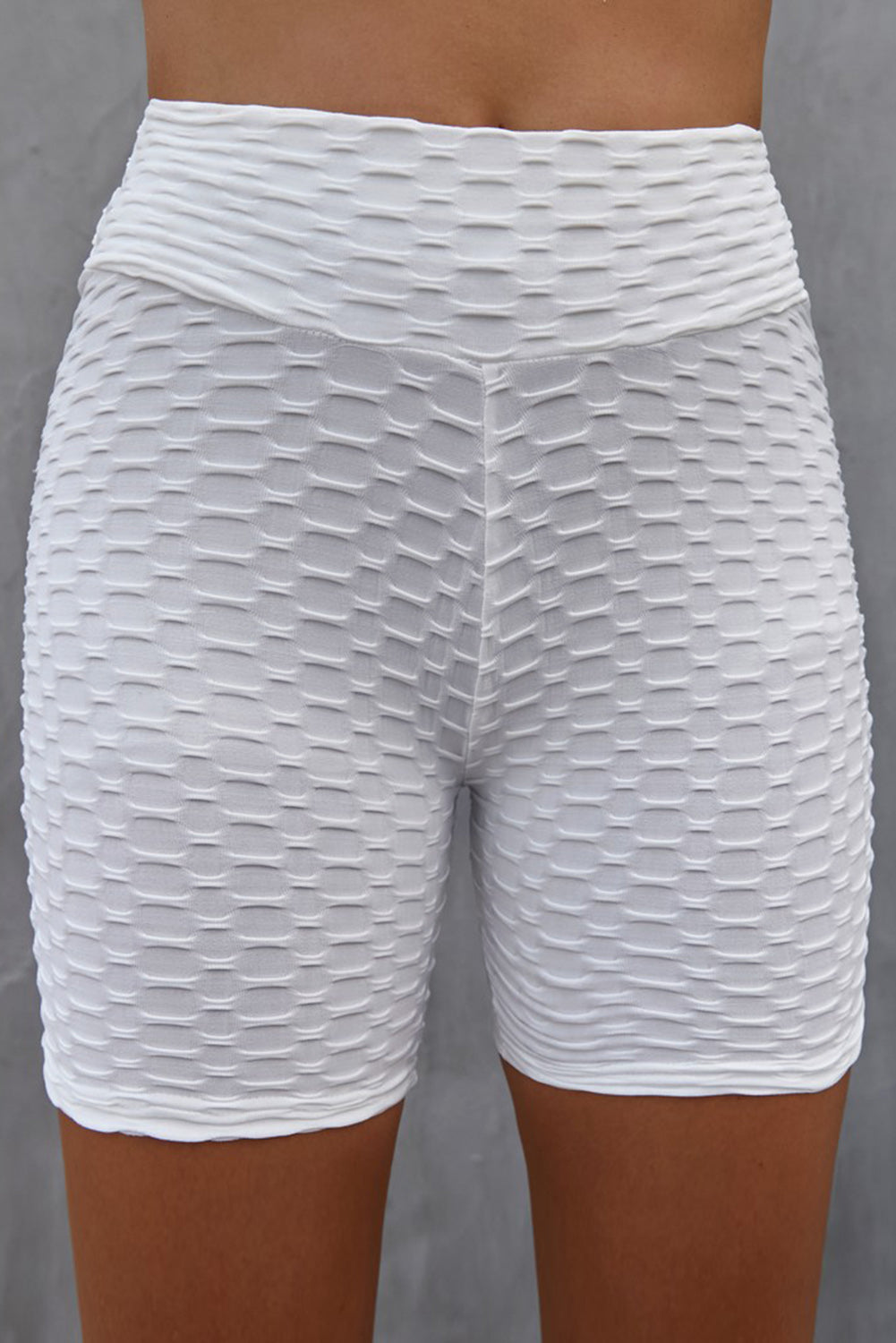 Textured High Waist Biker Shorts